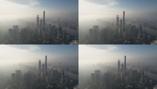 鸟瞰上海天际线高清在线视频素材下载