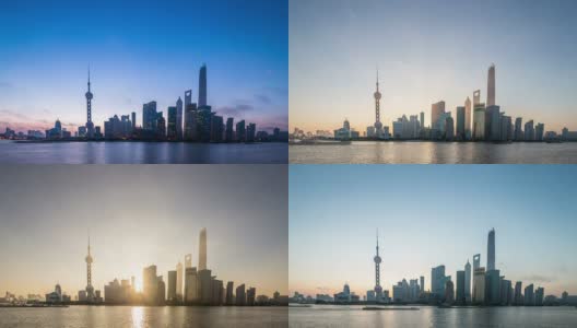 现代天际线和城市景观，上海滨江，时光流逝高清在线视频素材下载