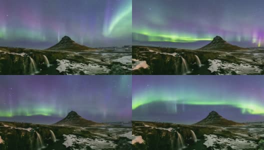 Time-lapse:北极光Vatnajokull Glacier Jokulsarlon lagoon:冰岛高清在线视频素材下载