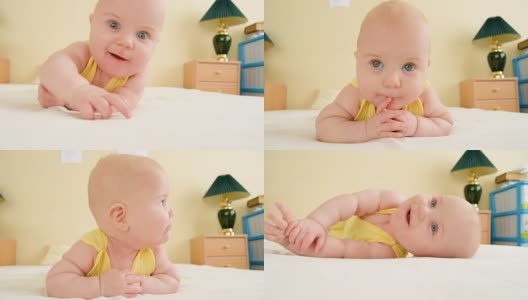 小婴儿看着相机高清在线视频素材下载