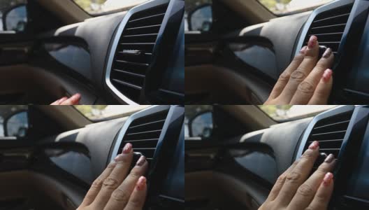在车里开空调的女人高清在线视频素材下载