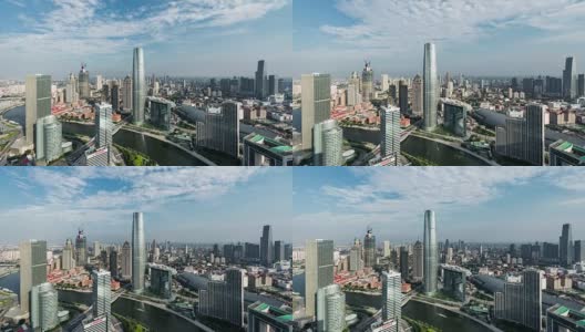 天津市中心，戏剧性的天空/天津，中国高清在线视频素材下载