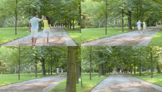 HD CRANE:漫步在公园里高清在线视频素材下载