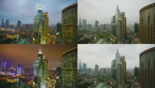 上海的城市景观，从白天到夜晚高清在线视频素材下载