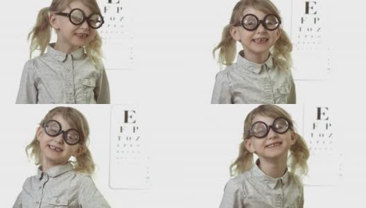 戴着滑稽眼镜的小女孩高清在线视频素材下载