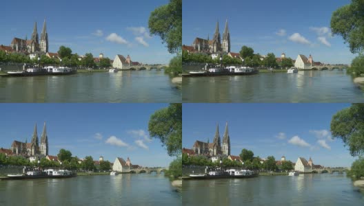 雷根斯堡老城和多瑙河高清在线视频素材下载