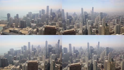 高清平移镜头:空中芝加哥天际线城市景观美国高清在线视频素材下载
