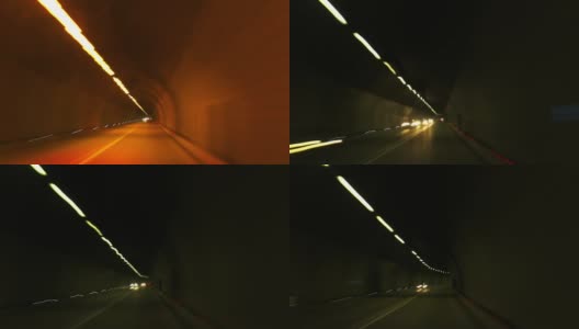T/L POV驾驶通过道路隧道高清在线视频素材下载