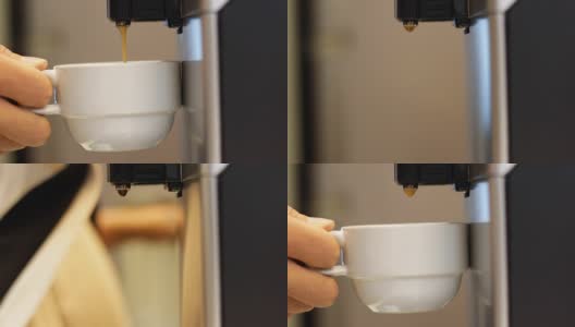 用自动机器煮咖啡高清在线视频素材下载