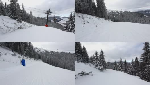摄像机在滑雪坡上向前移动高清在线视频素材下载