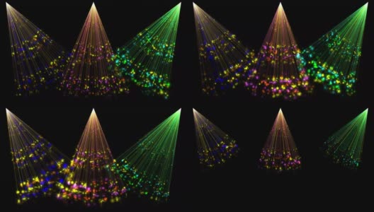 彩色装饰光线和闪光粒子运动图形与夜间背景高清在线视频素材下载