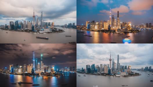 《上海夜城》。城市陆家嘴地区高清在线视频素材下载