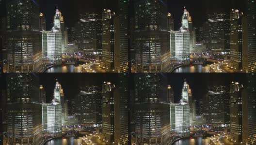 芝加哥市中心之夜高清在线视频素材下载