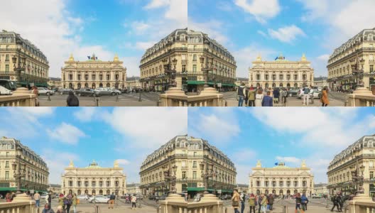 高清时间流逝:巴黎广场歌剧院高清在线视频素材下载