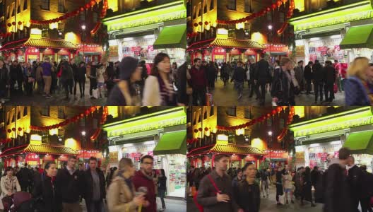 伦敦唐人街夜生活街景在杰拉德街高清在线视频素材下载
