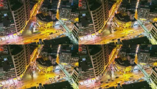 延时拍摄:澳门天际线城市景观夜间主要街道高清在线视频素材下载