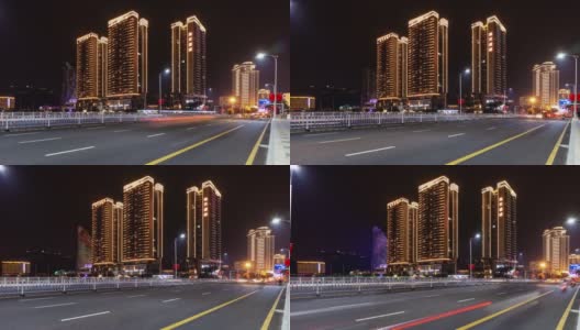 夜晚照明三亚市交通街道全景4k时间推移海南岛中国高清在线视频素材下载