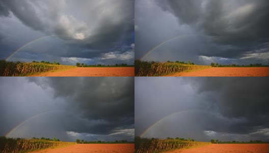 暴风云上有彩虹时光流逝。高清在线视频素材下载