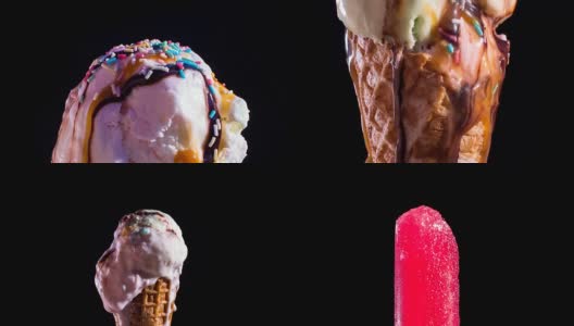 冷冻冰淇淋融化蒙太奇高清在线视频素材下载