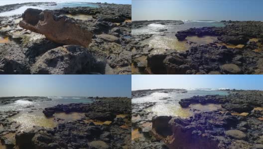 在富埃特文图拉加那利岛的Cotillo海滩慢动作高清在线视频素材下载