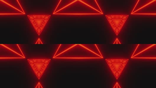 红色地狱霓虹灯三角运动隧道背景VJ循环高清在线视频素材下载