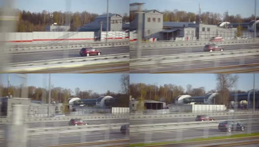 高速公路上快速行驶的汽车高清在线视频素材下载