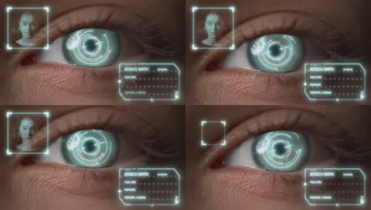 特写眼睛生物识别系统检查用户分析个性高清在线视频素材下载