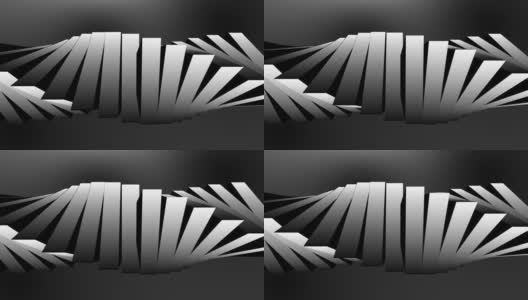 几何三维图形水平旋转。抽象的形状的背景。黑色和白色高清在线视频素材下载