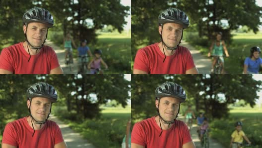 一个骑自行车的男人的肖像高清在线视频素材下载