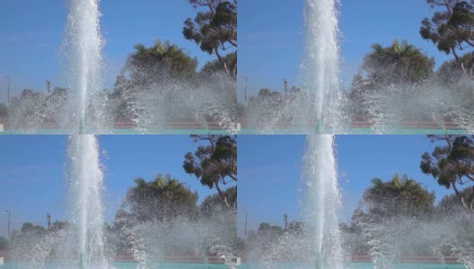 圣地亚哥巴尔博亚公园的喷泉慢镜头120帧高清在线视频素材下载