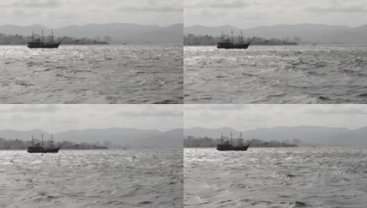 在巴西圣卡塔琳娜的弗洛里亚诺波利斯的帆船高清在线视频素材下载