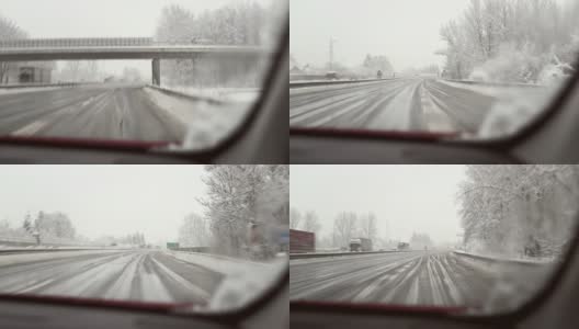 HD:在雪中驾驶高清在线视频素材下载
