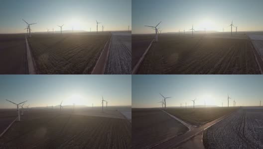 天线:风力涡轮机农场高清在线视频素材下载