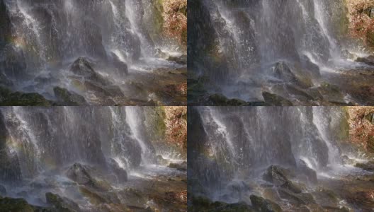 SLO MO瀑布撞击岩石高清在线视频素材下载