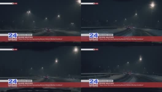 电视新闻雪道上的交通高清在线视频素材下载