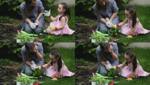 园艺母亲和孩子高清在线视频素材下载