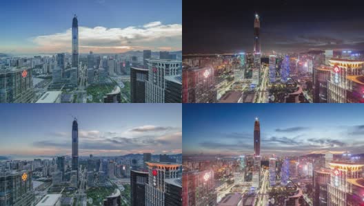 全景天际线，建筑和交通在深圳，时间流逝。高清在线视频素材下载