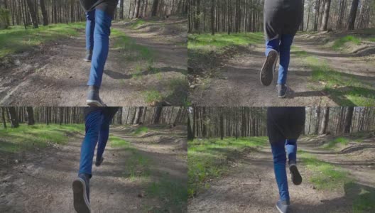 慢镜头:在森林里奔跑高清在线视频素材下载