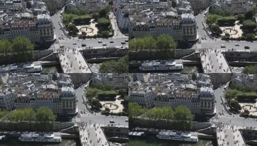 从巴黎圣母院大教堂顶部鸟瞰高清在线视频素材下载