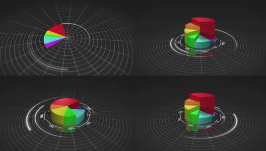 动画的统计和金融数据处理的圆圈高清在线视频素材下载