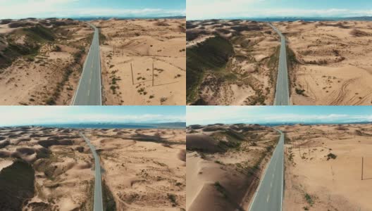中国青海省沙漠公路高清在线视频素材下载