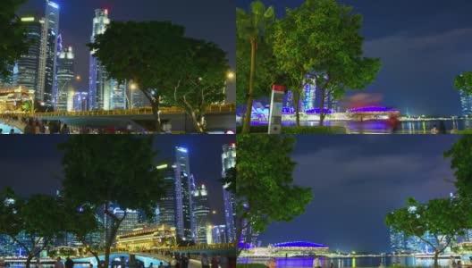平移/缩放180度新加坡市中心CBD的天际线高清在线视频素材下载