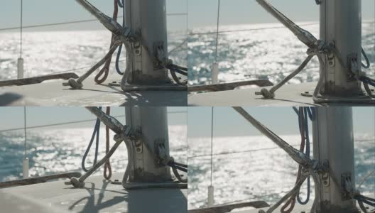 带有索具的帆船桅杆基座高清在线视频素材下载