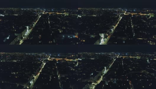 夜间，一架无人机在保加利亚首都索非亚上空飞过高清在线视频素材下载