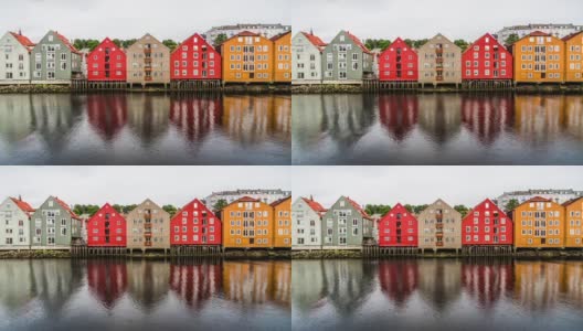 挪威特隆赫姆——色彩缤纷的房子高清在线视频素材下载