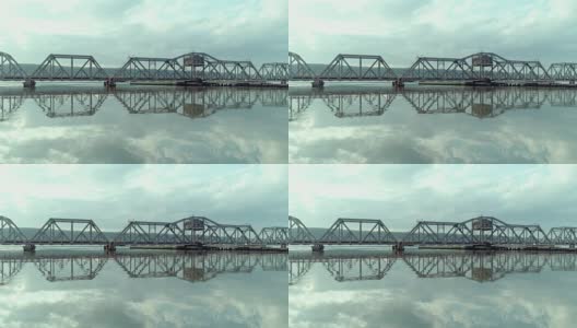 哈德逊河上的斯卜腾杜伊维尔桥鸟瞰图高清在线视频素材下载