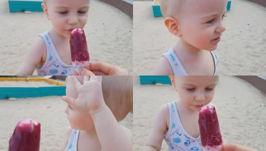 冰淇淋很好吃，但对宝宝来说太凉了高清在线视频素材下载