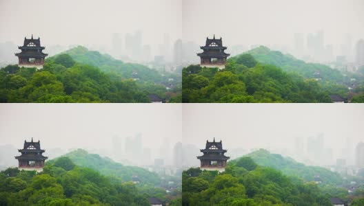 天武汉黄鹤红门钟庙公园城市景观全景4k时间流逝中国高清在线视频素材下载
