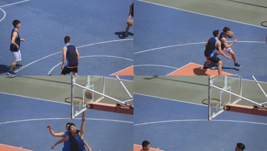亚洲年轻人在户外打篮球高清在线视频素材下载