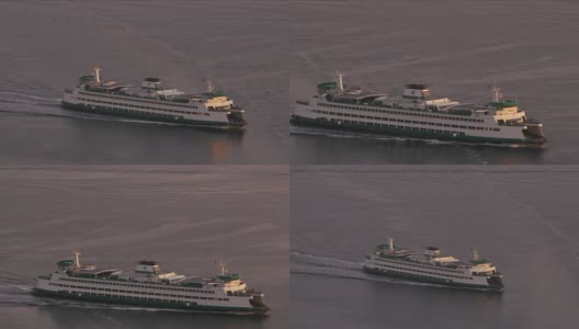 西雅图普吉特海湾日出时的鸟瞰图。高清在线视频素材下载